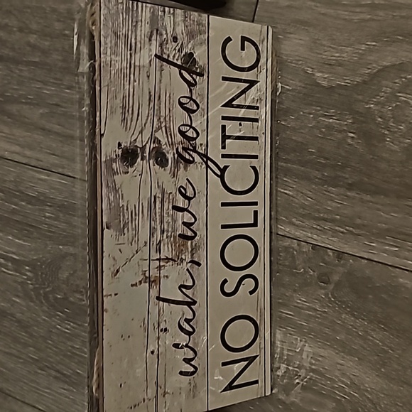 Nwt small wood sign "wah, we good, no soliciting - Picture 2 of 3